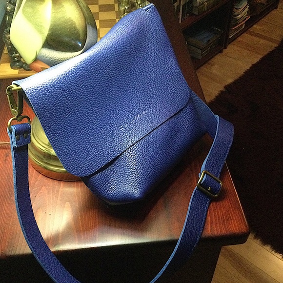 Bright Blue Leather Crossbody Bag by CALMA - Picture 1 of 9